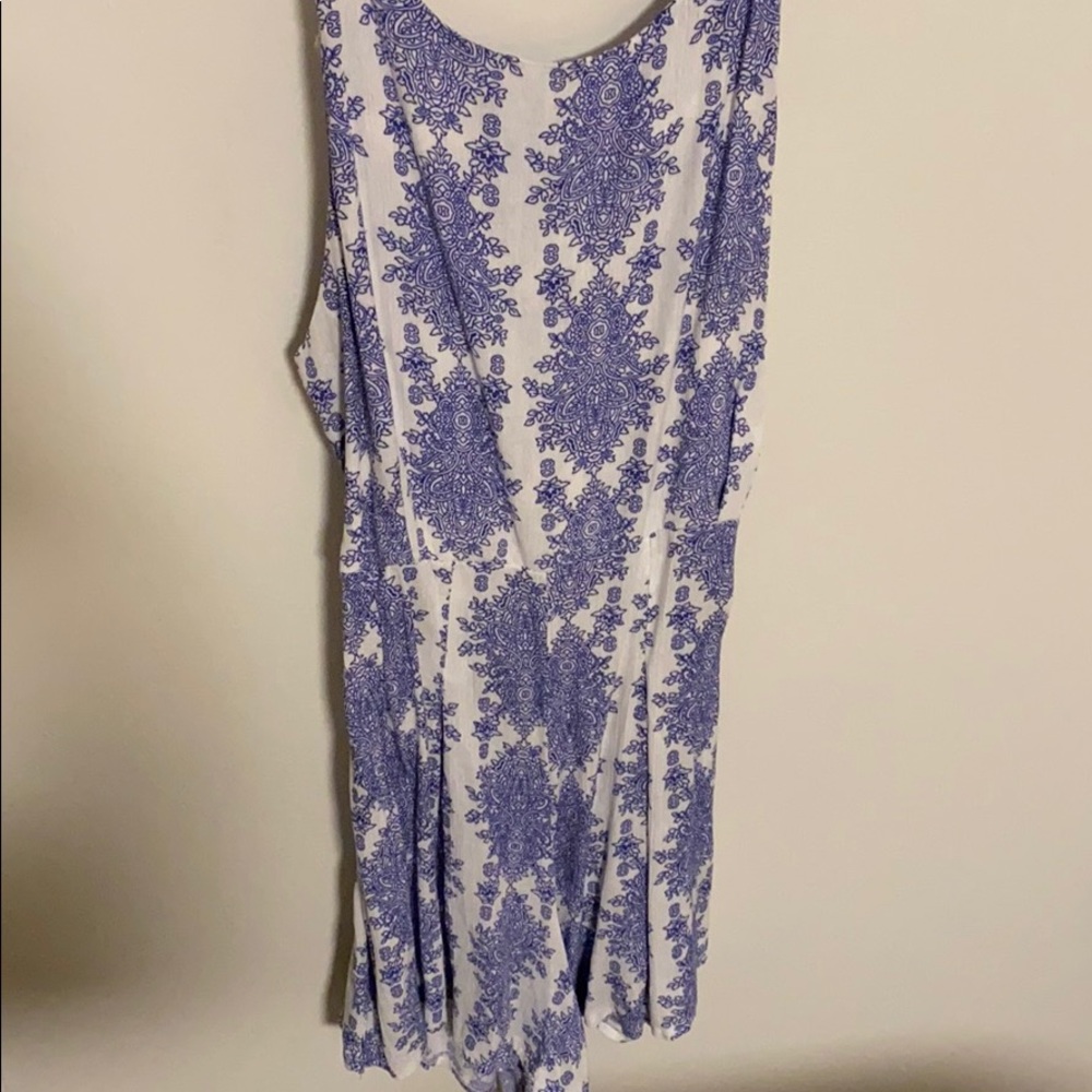 Blue & White Floral/Mandala Romper